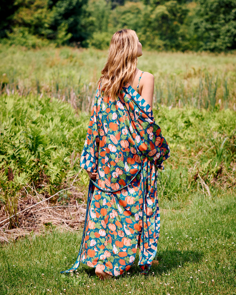 Pumpkin Patch - Eco Satin Robe - Midnight Harvest - Printfresh