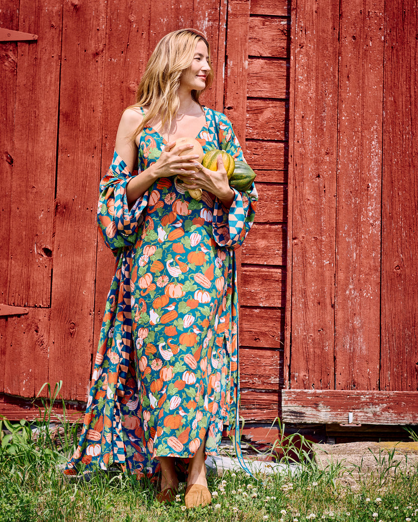 Pumpkin Patch - Eco Satin Chic to Sleep Nightie - Midnight Harvest - Printfresh