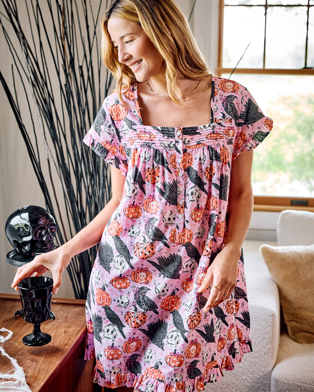 Sleepy Hollow - Pintuck Nightgown - Nevermore Pink - Printfresh