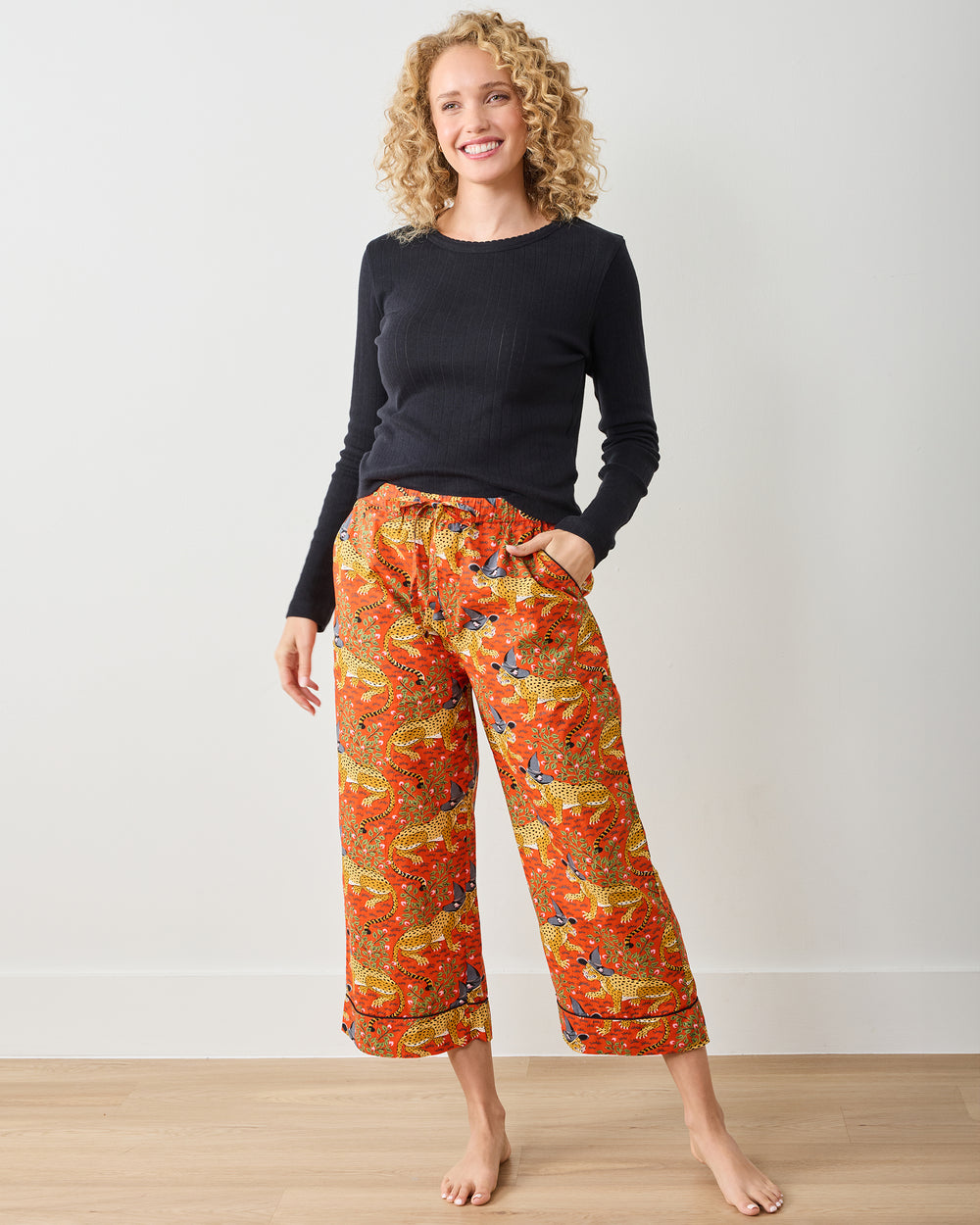 Witchy Bagheera - Cropped PJ Pants - Pumpkin Spice - Printfresh