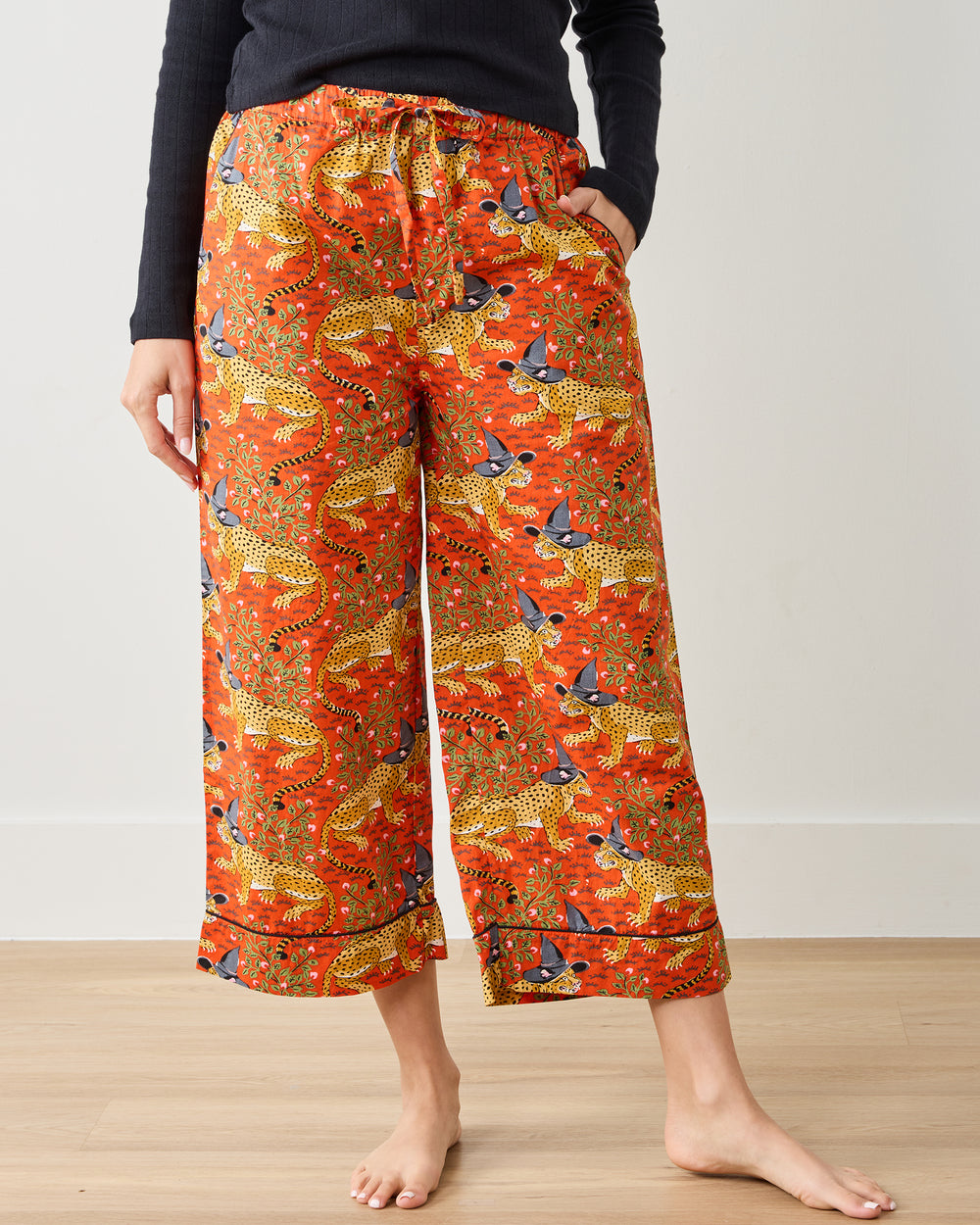 Witchy Bagheera - Cropped PJ Pants - Pumpkin Spice - Printfresh