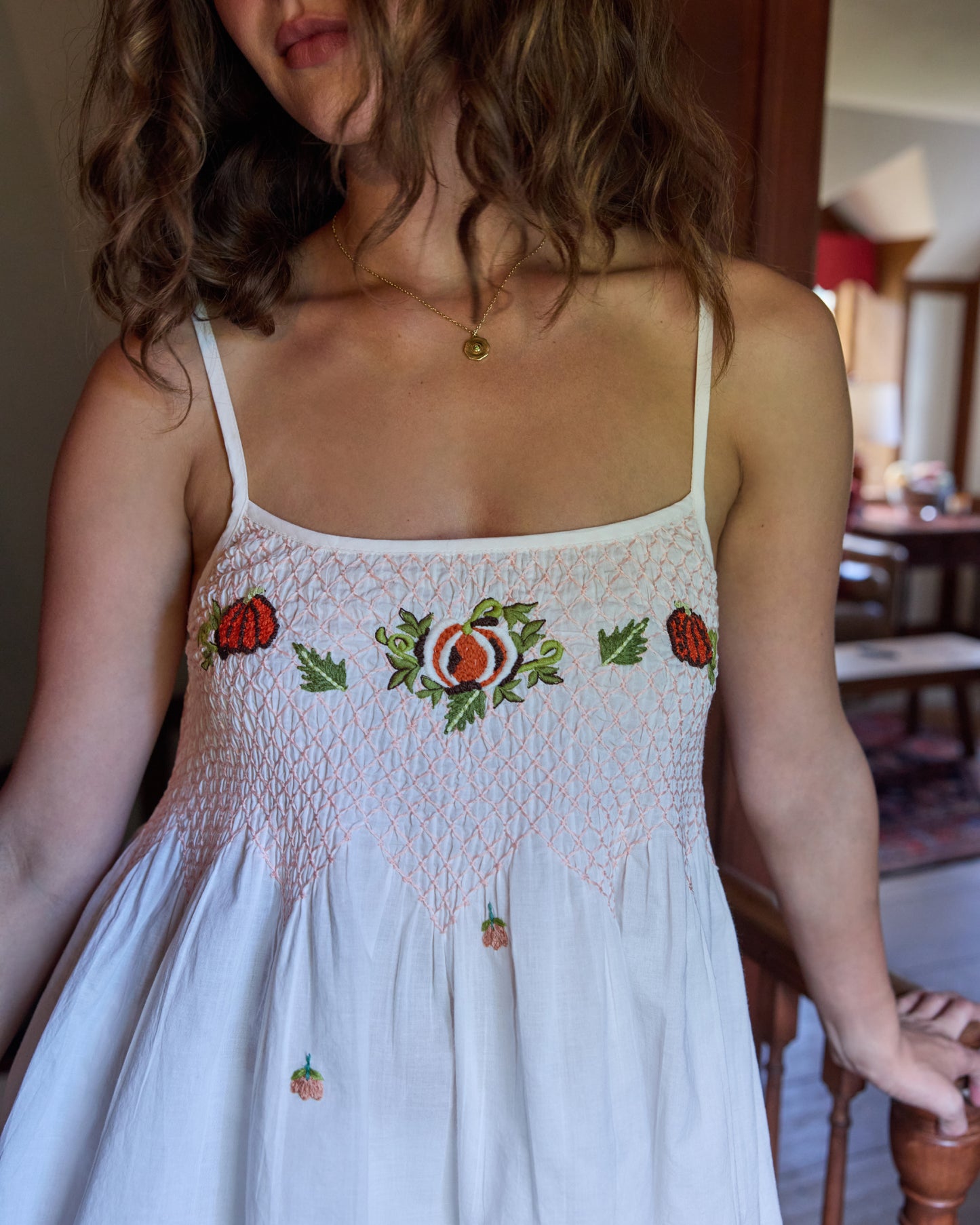 Embroidered Pumpkins - Naya Short Set - Natural