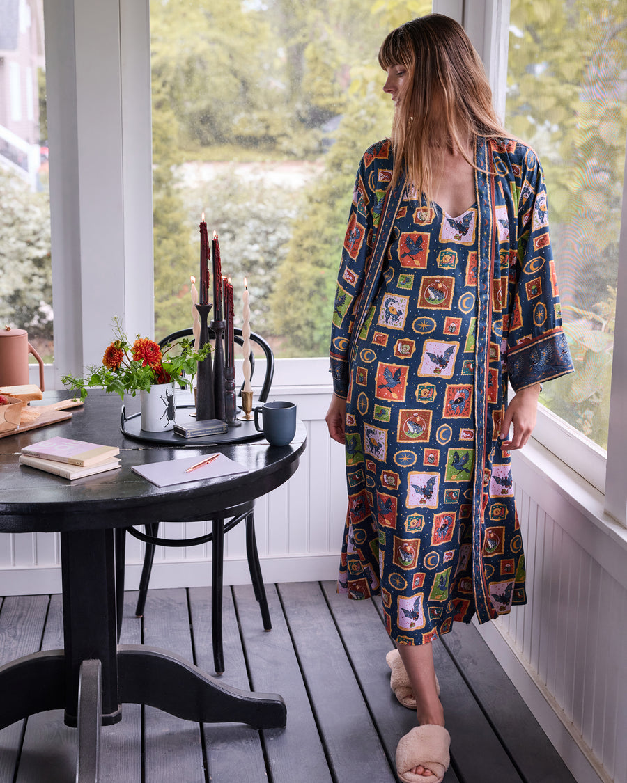 Midnight Gallery - Eco Satin Robe & Chic to Sleep Nightie - Night Sky