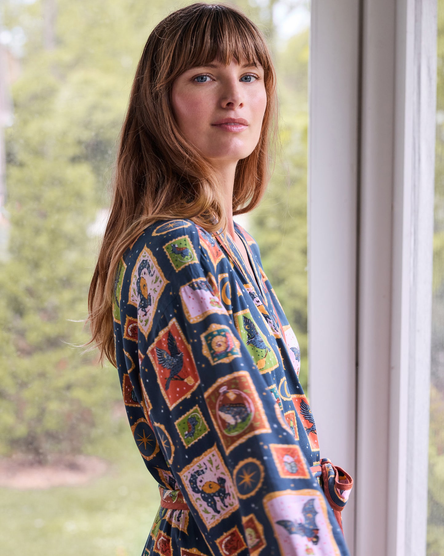 Midnight Gallery - Eco Satin Robe - Night Sky