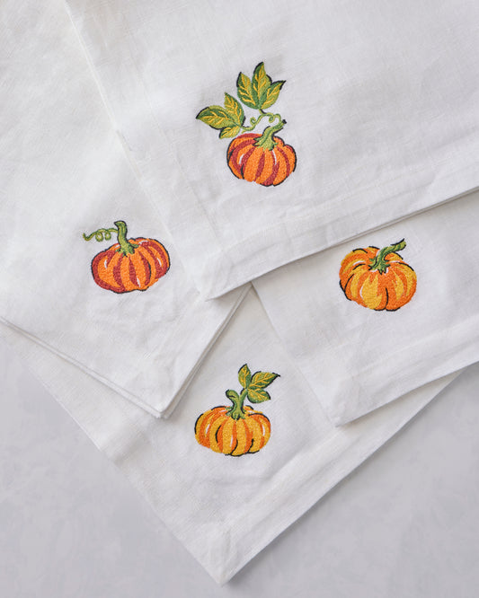 Pumpkin Prowl - Oversized Linen Napkins Set of 4 - Salted Caramel