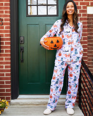 Halloween House Cats - Petite Long PJ Set - Lavender - Printfresh