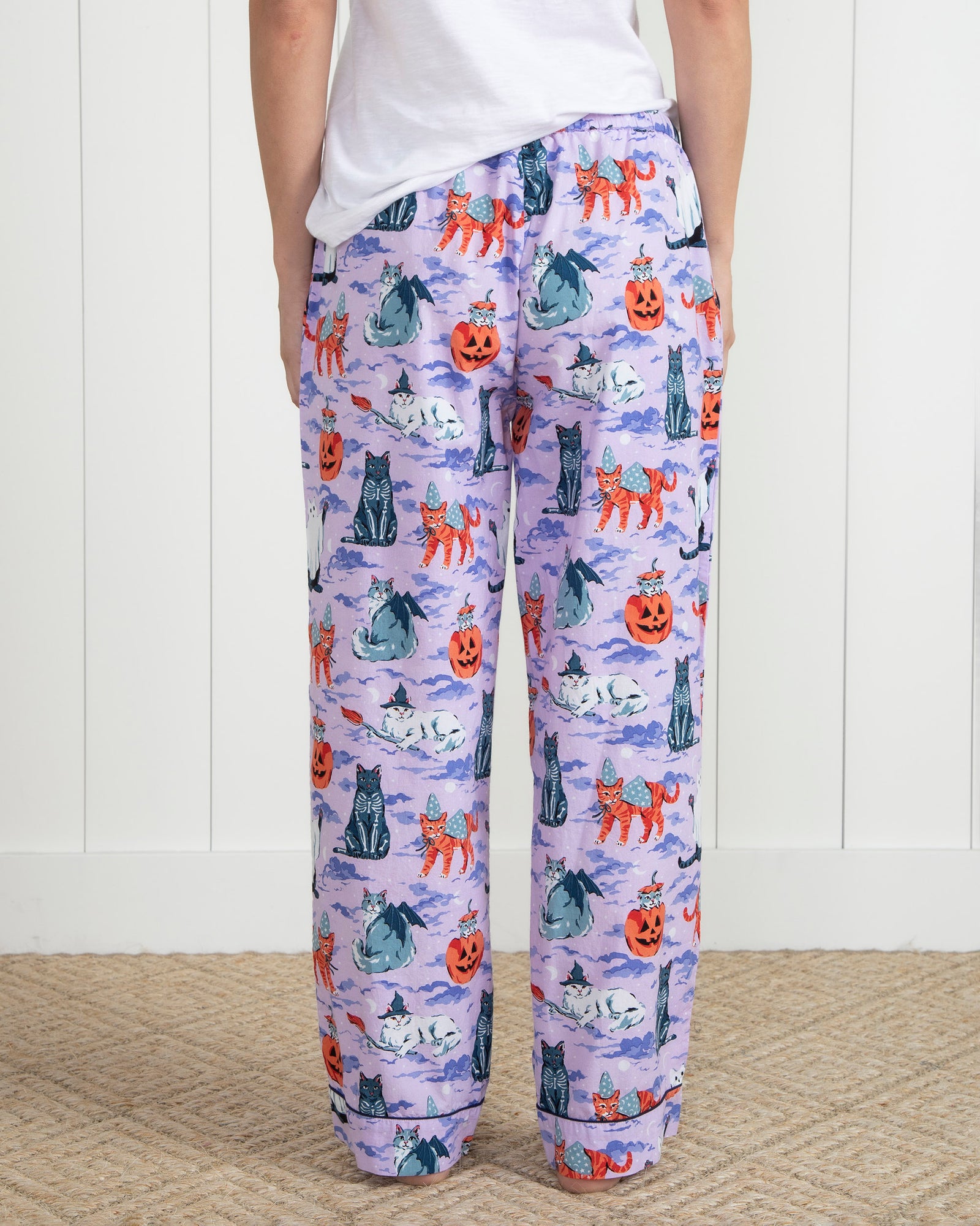 Halloween House Cats - Tall PJ Pants - Lavender - Printfresh