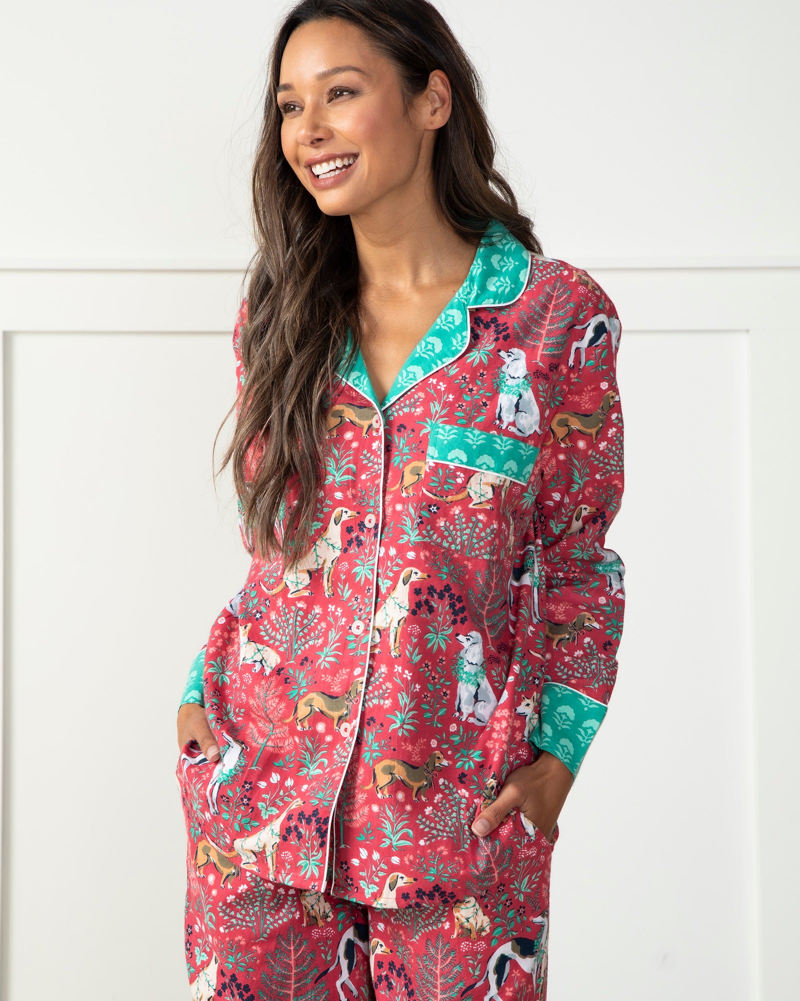 Happy Howlidays - Flannel Long Sleep Set - Ruby - Printfresh