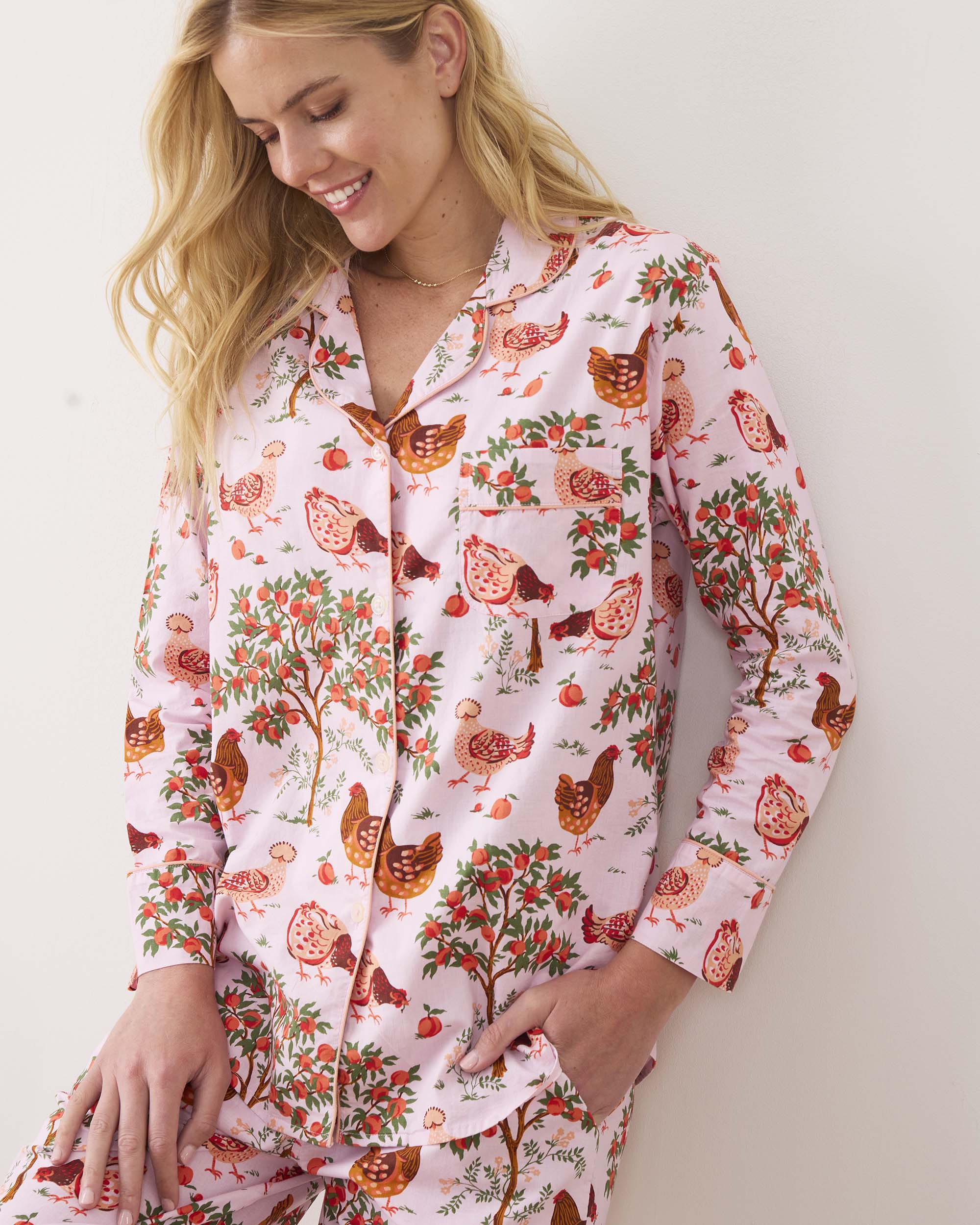 Hen House - Long PJ Set - Ballet Pink - Printfresh