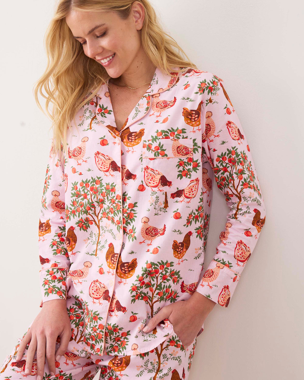 Hen House - Long PJ Set - Ballet Pink - Printfresh