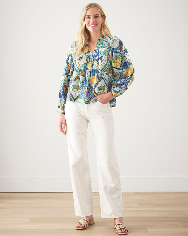 High Horse - Tides Turned Blouse - Sage - Printfresh