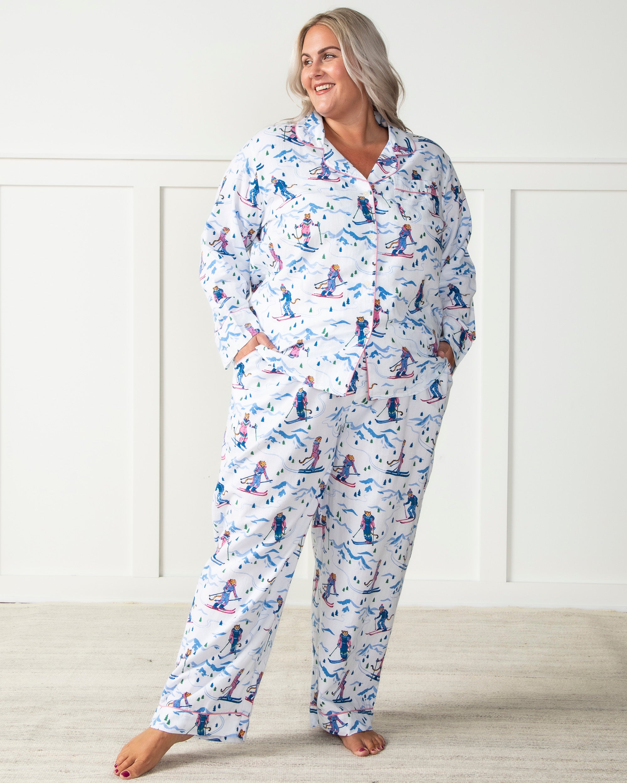 Hanes Women's Plus Size Stretch-Fleece Ice Festive Dot Pajama