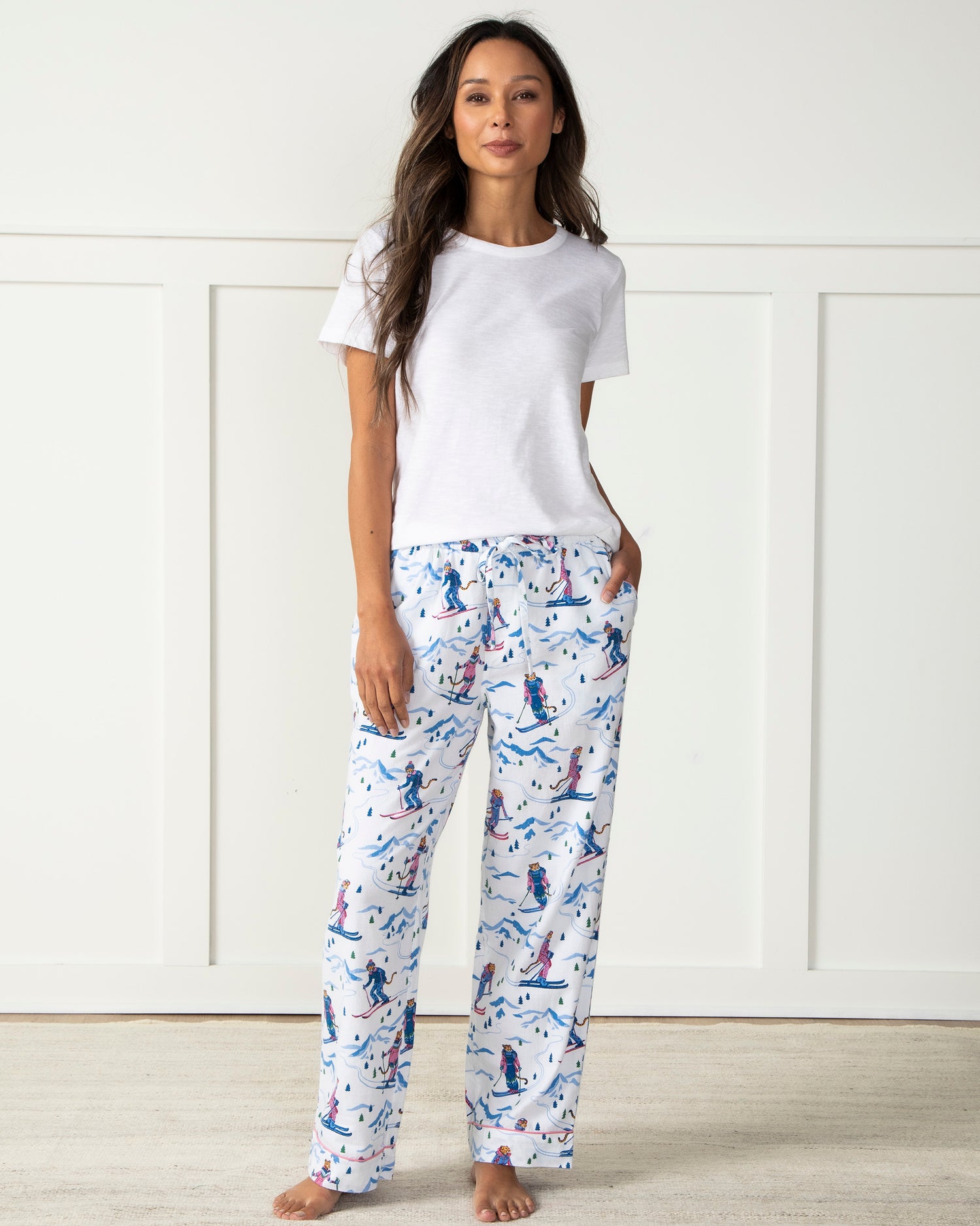 Women's Petite Cotton Lounge Pants Flannel Pajama Pants with