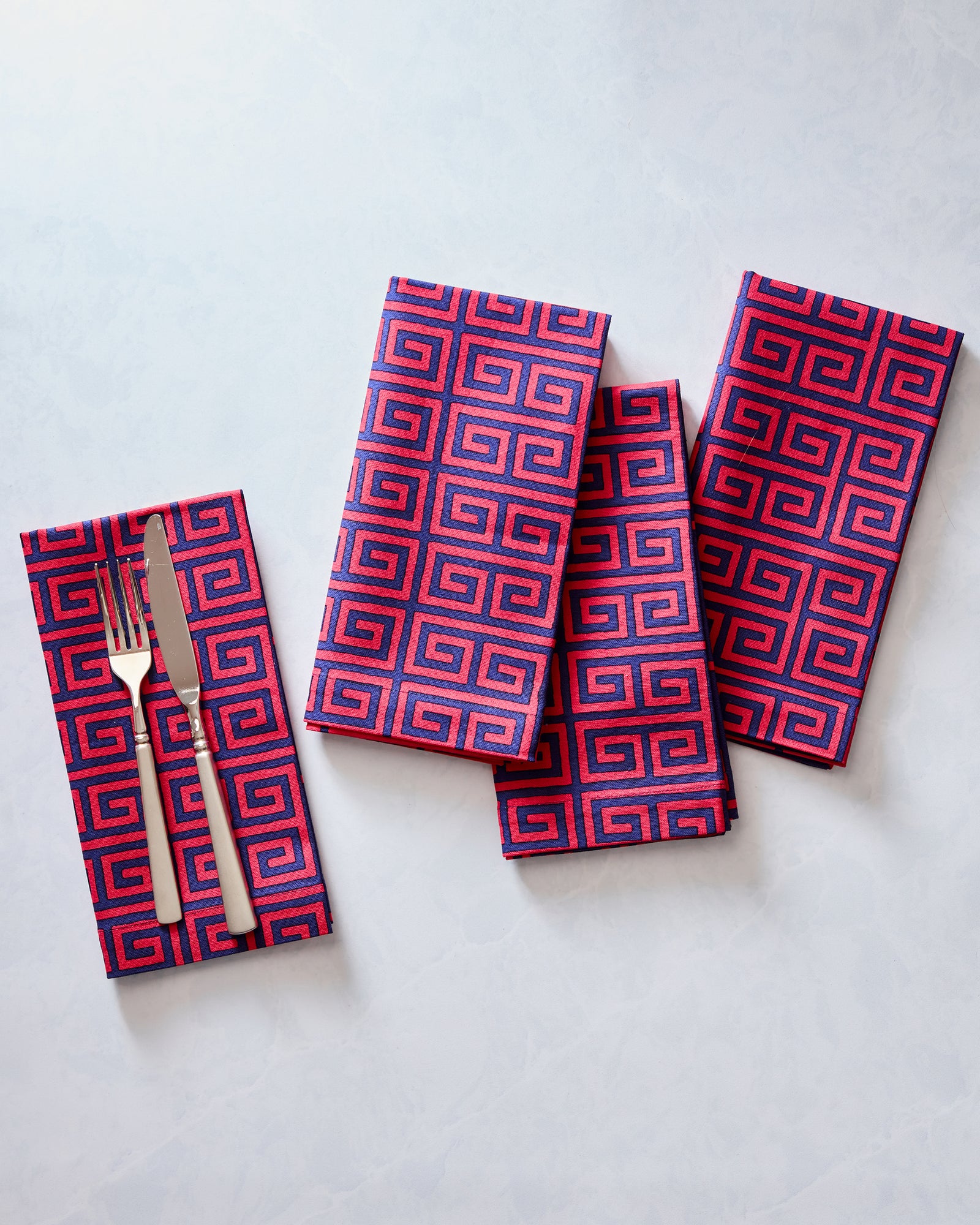 Greek Key - Dinner Napkins Set Of 4 - Grape Soda - Printfresh