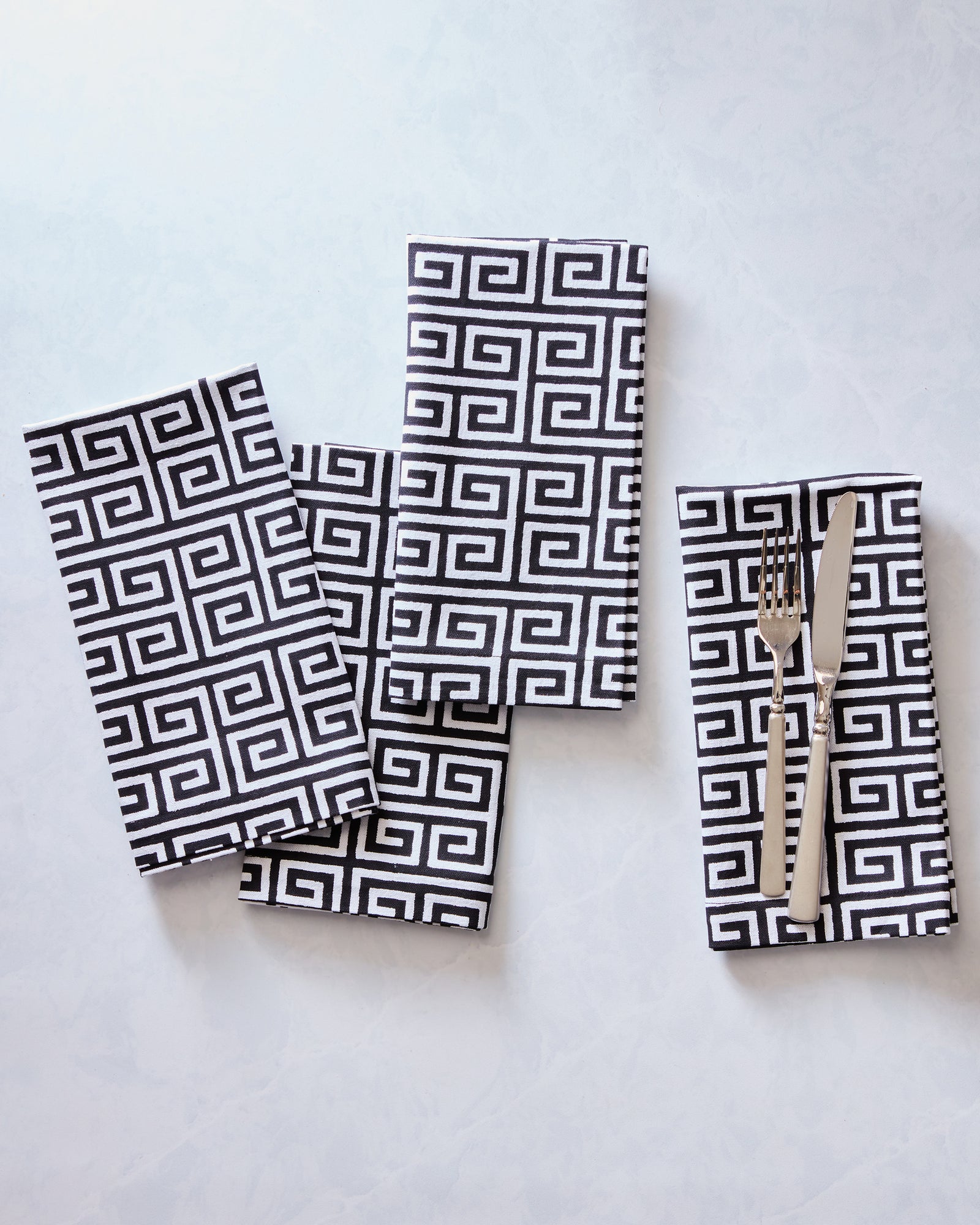 Greek Key - Dinner Napkins Set Of 4 - Ink - Printfresh