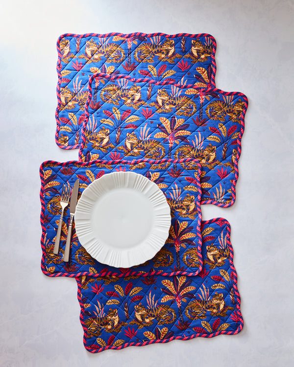 Untamed Tiger - Quilted Scalloped Placemat Set - Grape Soda - Printfresh