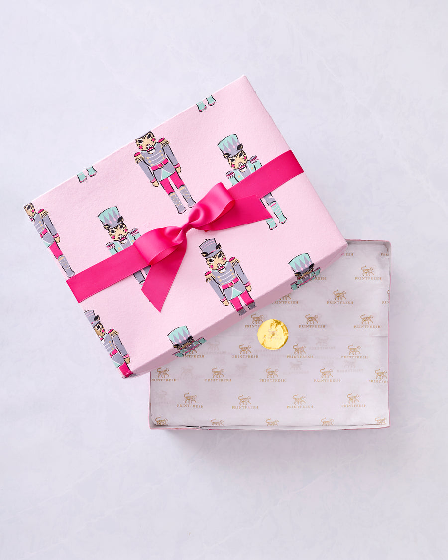 Leopard Nutcrackers - Gift Wrapping - Pink Candy Cane