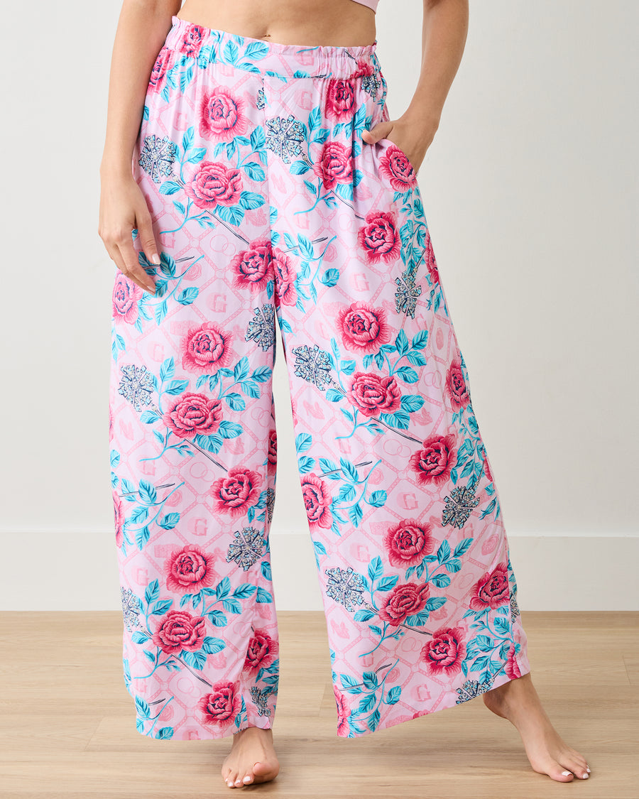 Glinda's Garden - Eco Satin Pant - Popular Pink - Printfresh