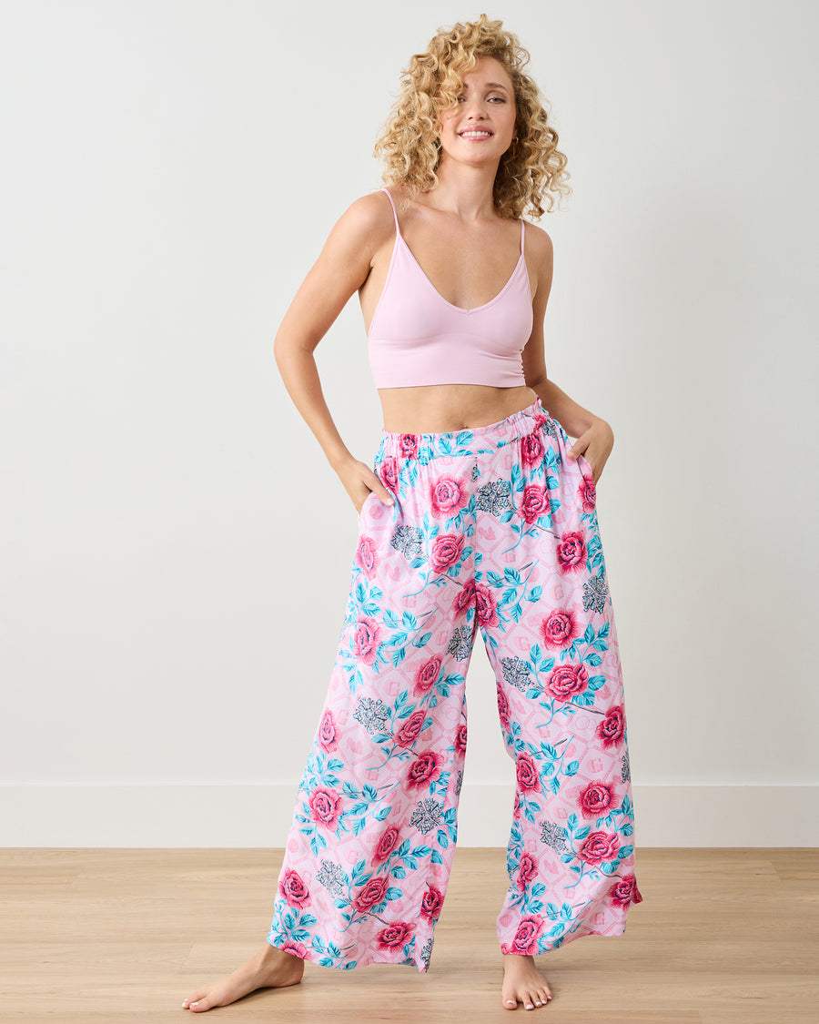Glinda's Garden - Eco Satin Pant - Popular Pink - Printfresh