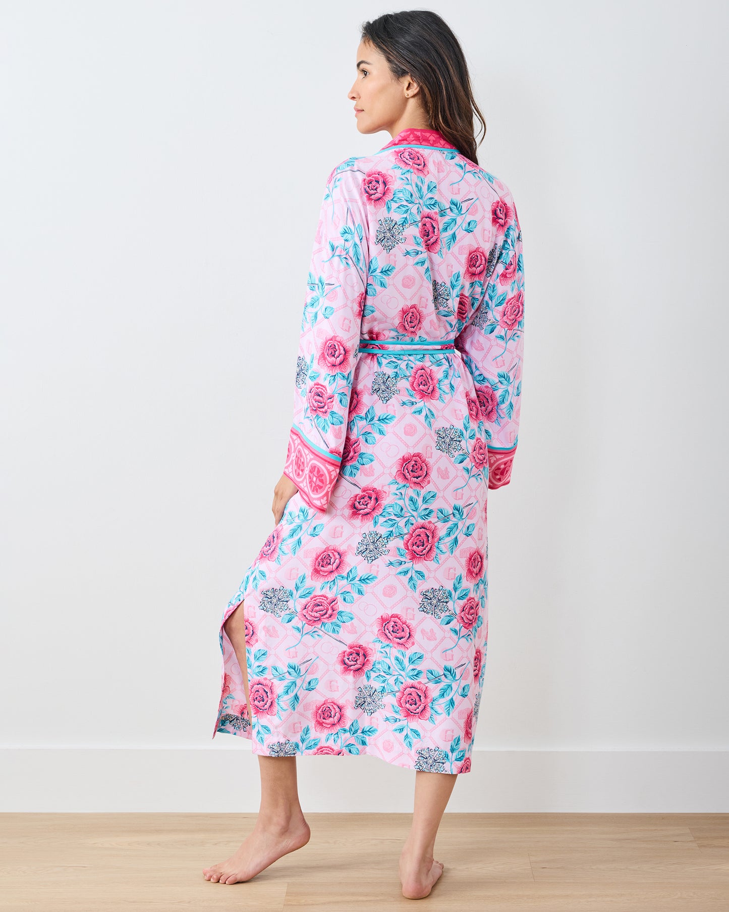 Glinda's Garden - Eco Satin Robe - Popular Pink - Printfresh