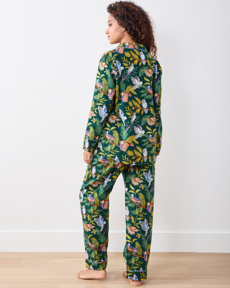 Wise Owls -  Midweight Flannel Long PJ Set - Pine Tree - Printfresh