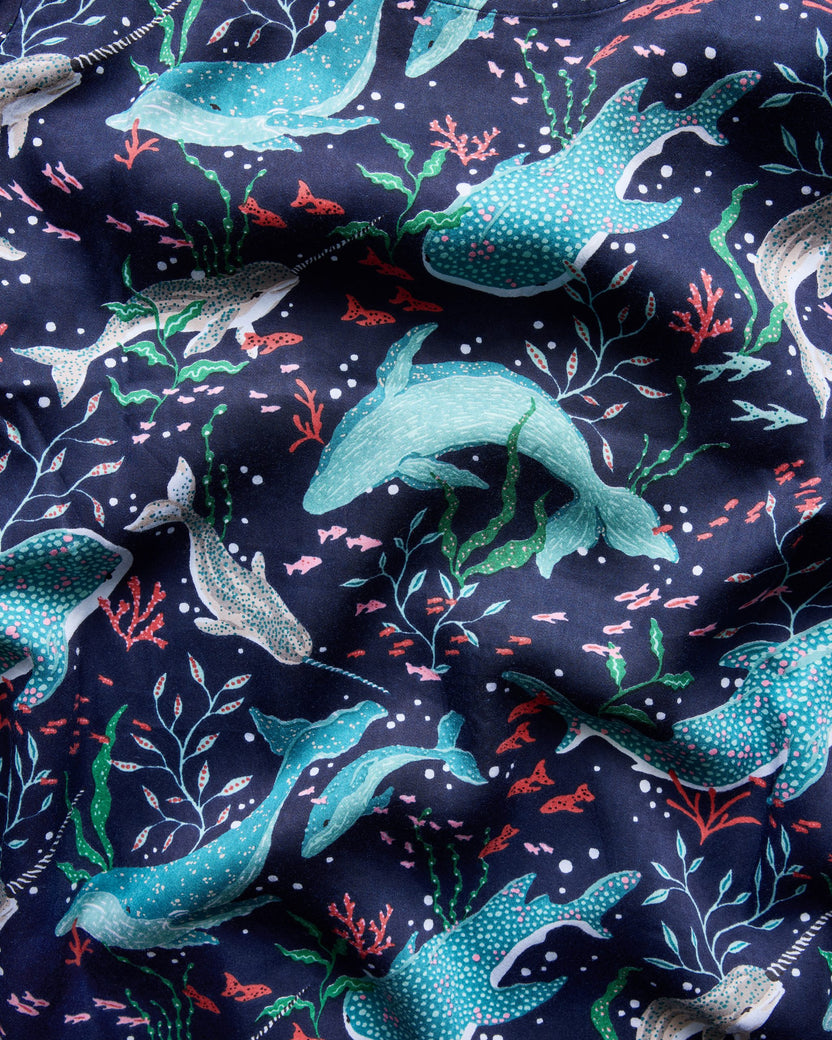 Arctic Sea Life - Eco Satin Robe - Blue Chill