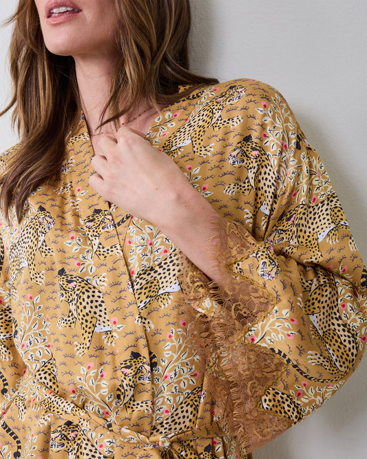 Bagheera - Eco Satin Lace Robe - Tobacco