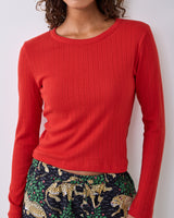 Candy Crimson - Pointelle Long Sleeve - Shirt