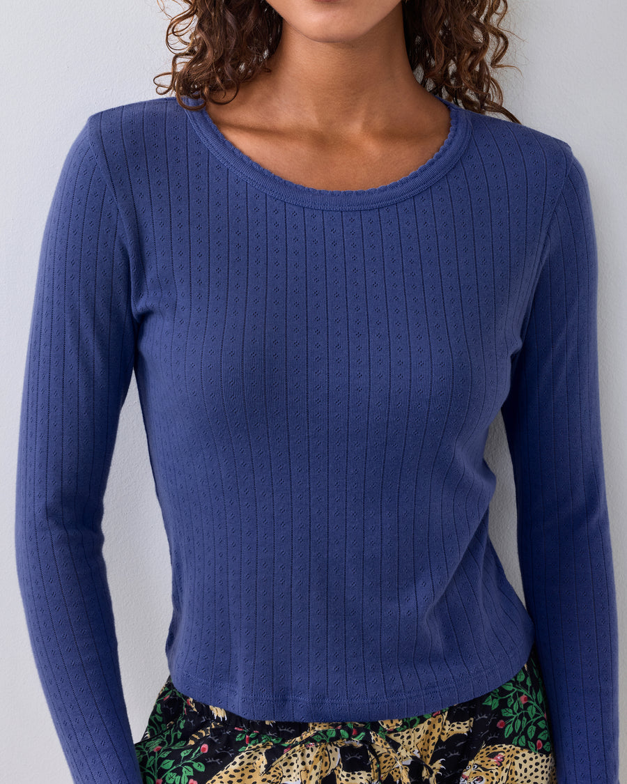 Navy Twilight - Pointelle Long Sleeve - Shirt