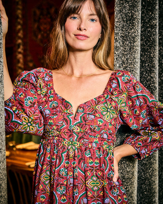 Festive Tapestry - Sloane Dress - Burgundy - Printfresh