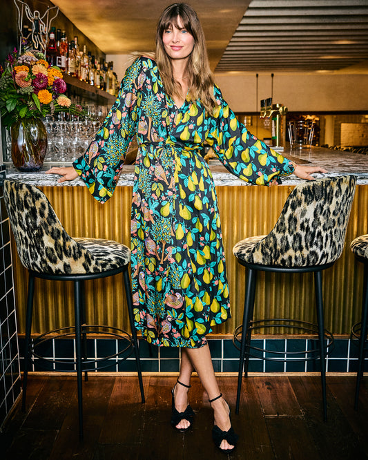 Partridge In A  Pear Tree - Dulce Dress - Ink - Printfresh