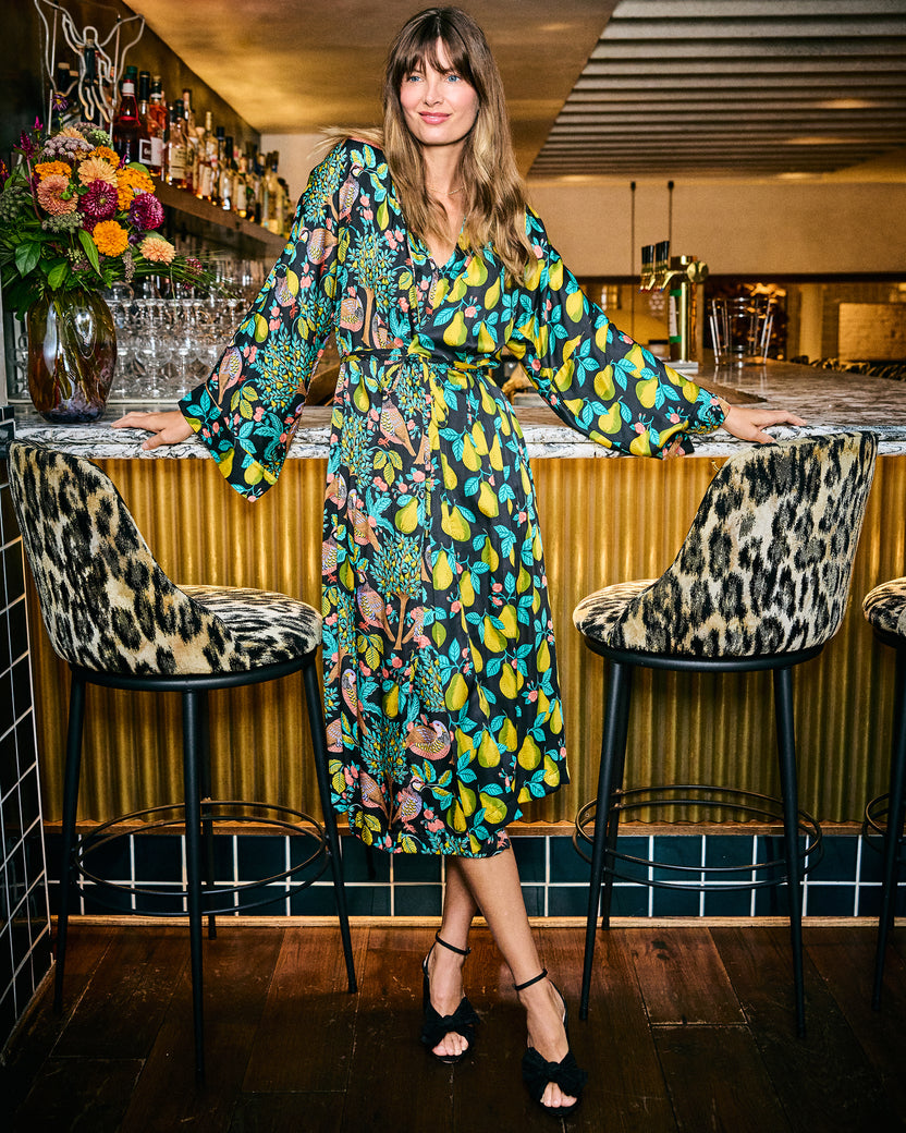 Partridge In A  Pear Tree - Dulce Dress - Ink - Printfresh