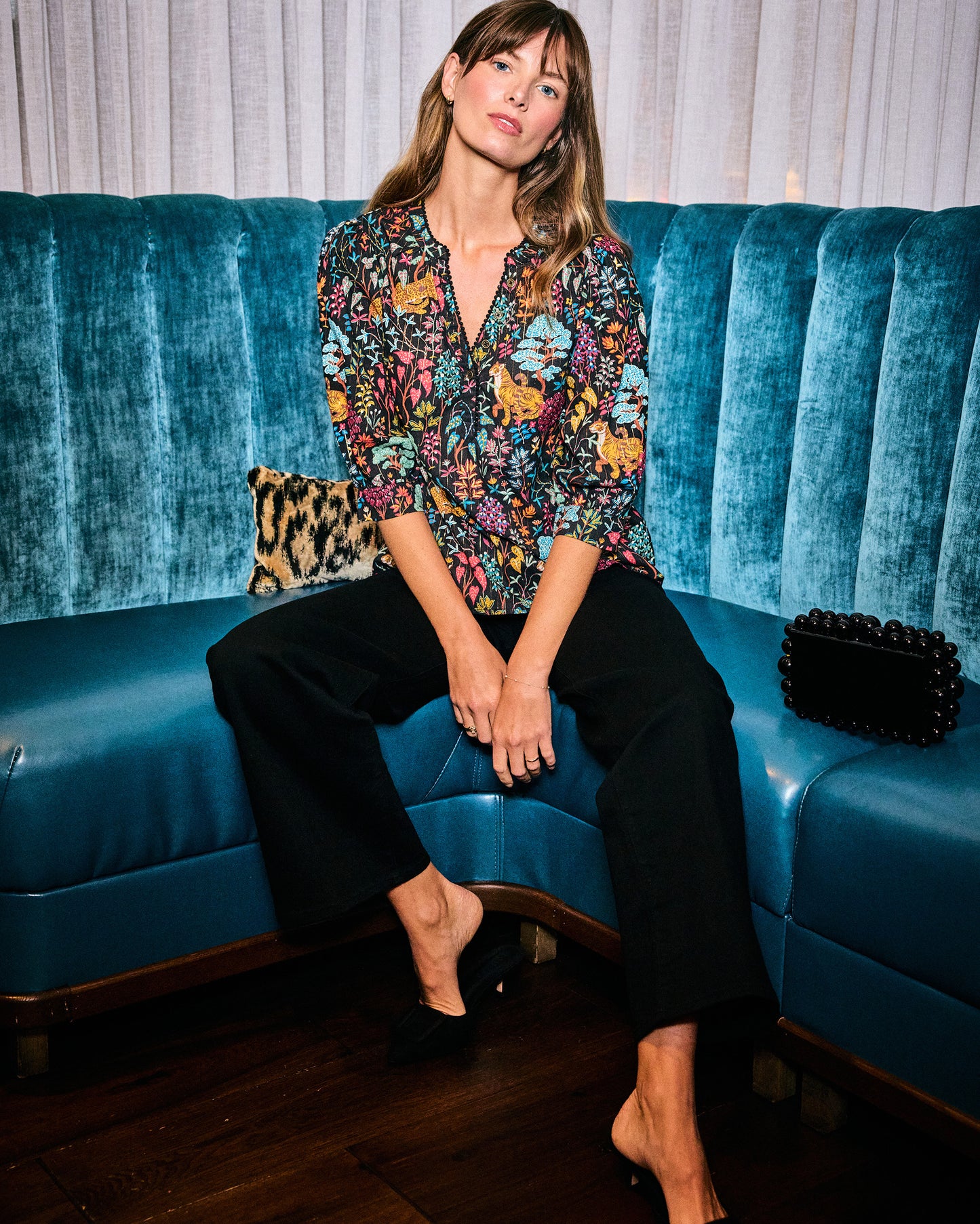 Garden Managerie - Juno Blouse - Ink - Printfresh