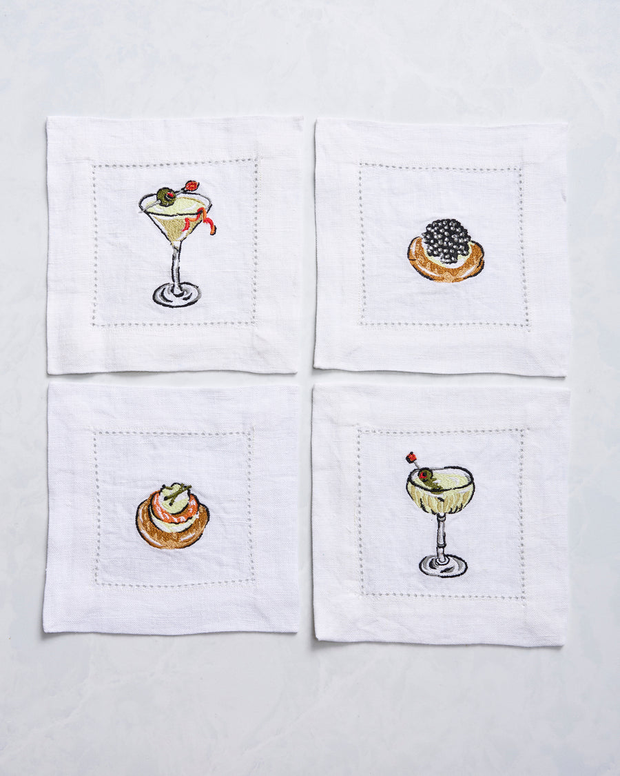 Blinis & Martinis - Cocktail Napkins Set Of 4 - Matchbook Red - Printfresh