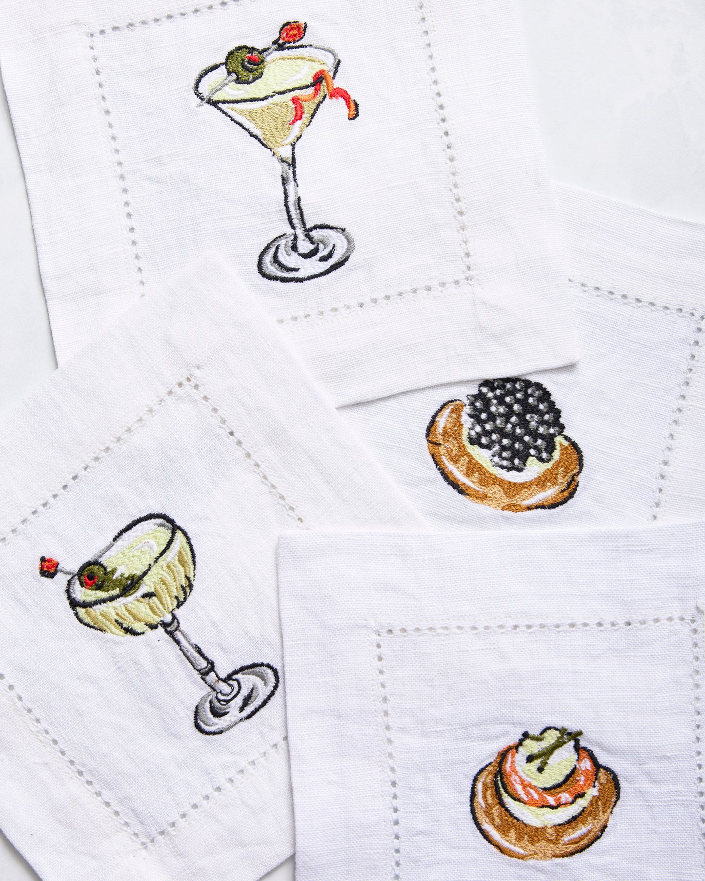 Blinis & Martinis - Set of 4 Cocktail Napkins - Matchbook Red - Printfresh