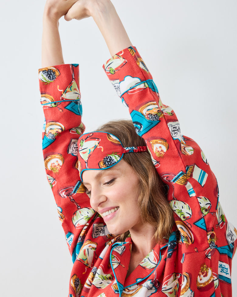 Blinis & Martinis - Midweight Flannel Eye Mask - Matchbook Red - Printfresh