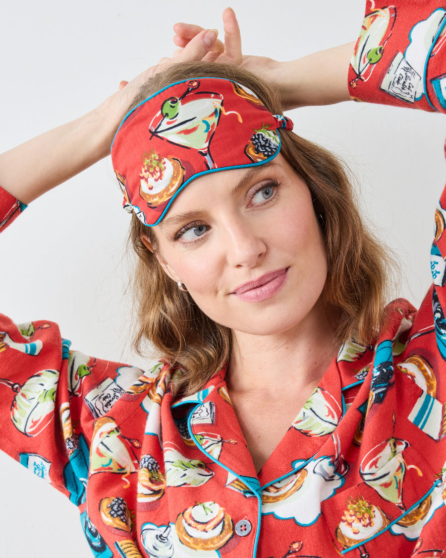 Blinis & Martinis - Midweight Flannel Eye Mask - Matchbook Red - Printfresh