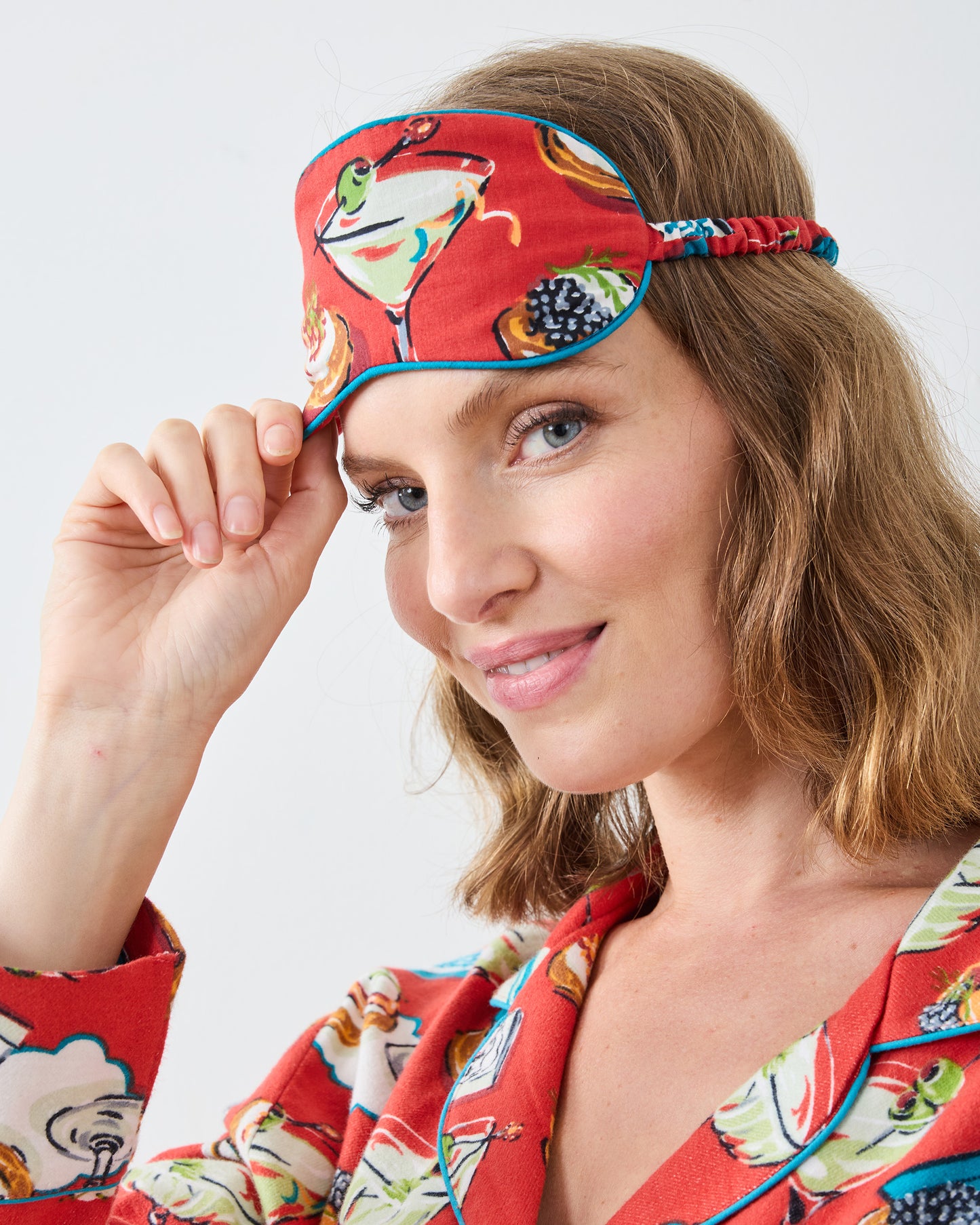 Blinis & Martinis - Midweight Flannel Eye Mask - Matchbook Red - Printfresh