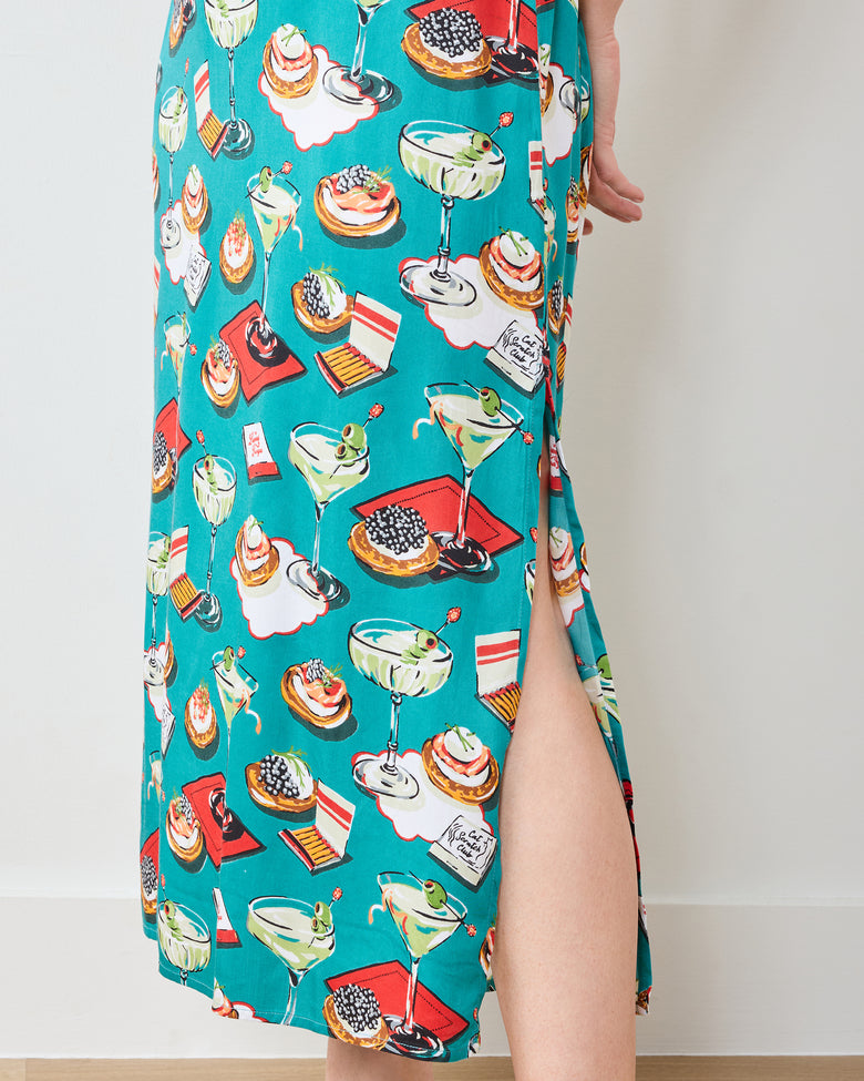 Blinis & Martinis - Eco Satin Chic to Sleep Nightie - Mid Century Blue - Printfresh