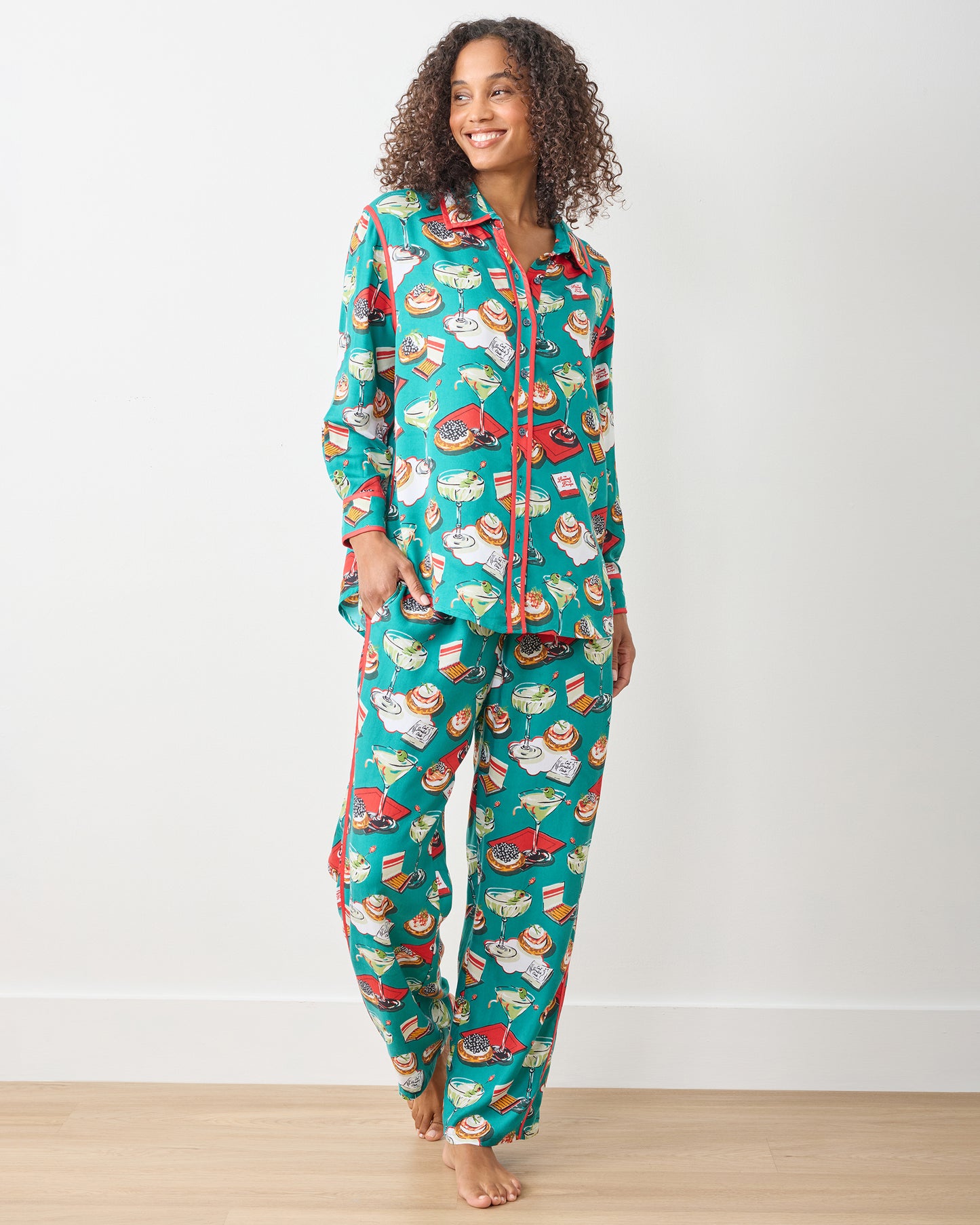 Blinis & Martinis - Eco Satin Hepburn Set - Mid Century Blue - Printfresh