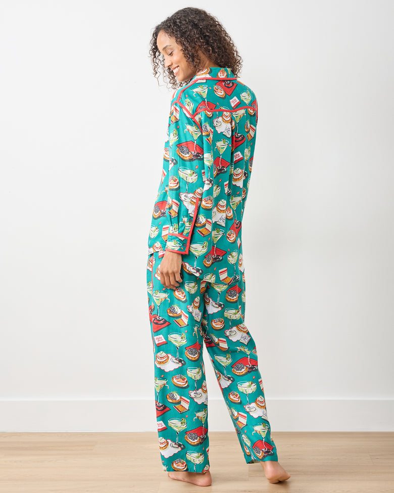 Blinis & Martinis - Eco Satin Hepburn Set - Mid Century Blue - Printfresh