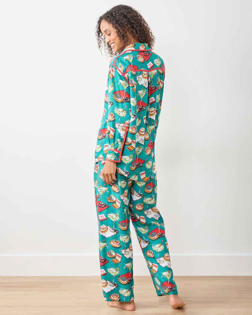 Blinis & Martinis - Eco Satin Hepburn Set - Mid Century Blue - Printfresh