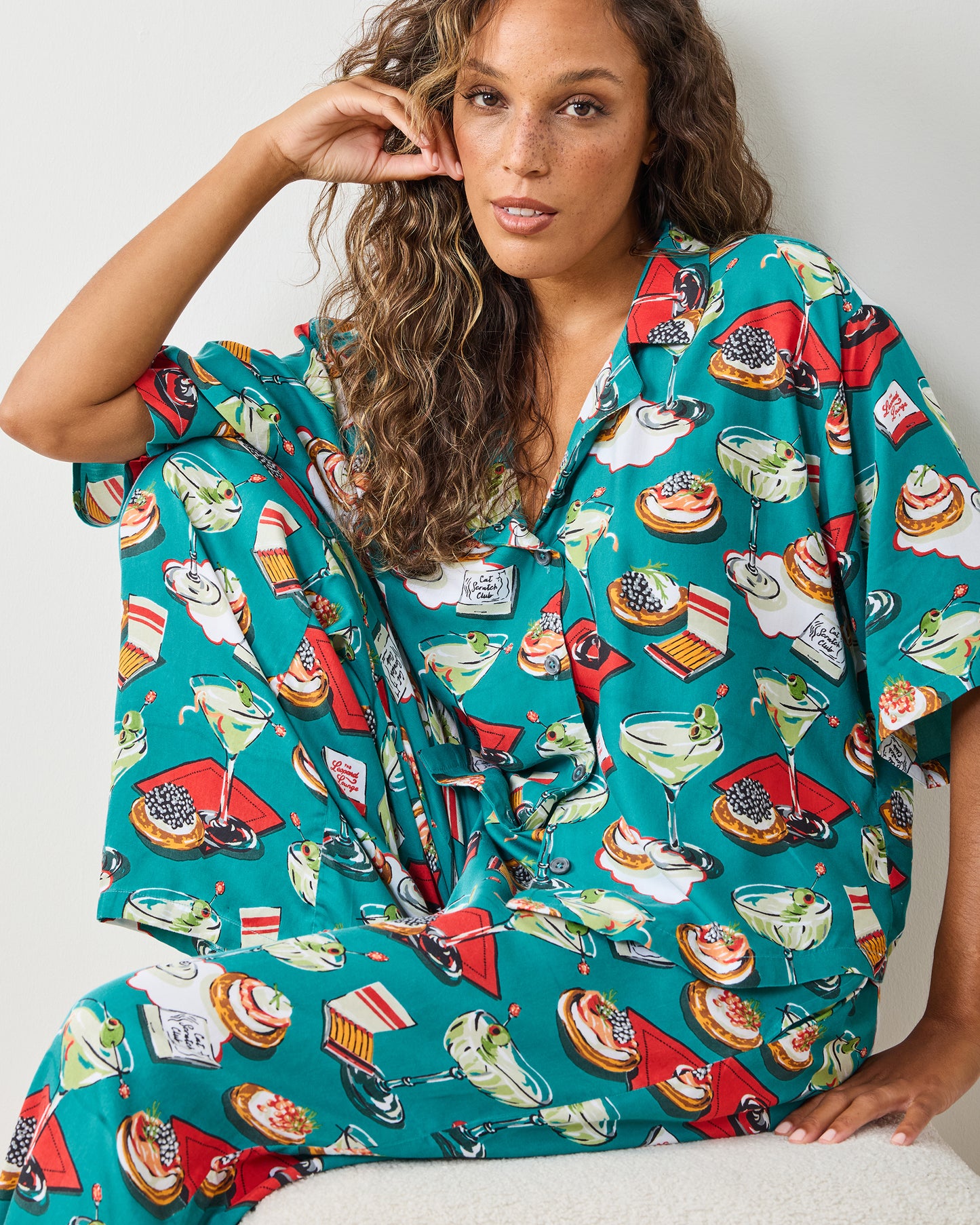 Blinis & Martinis - Eco Satin Wildest Dreams Set - Mid Century Blue - Printfresh