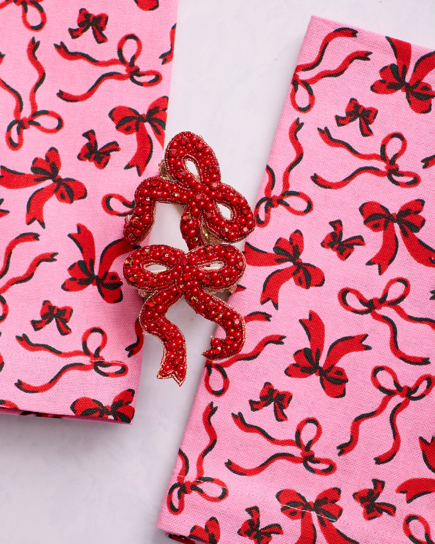 Red Ribbons - Tablescape Bundle - Pink Tinsel - Printfresh