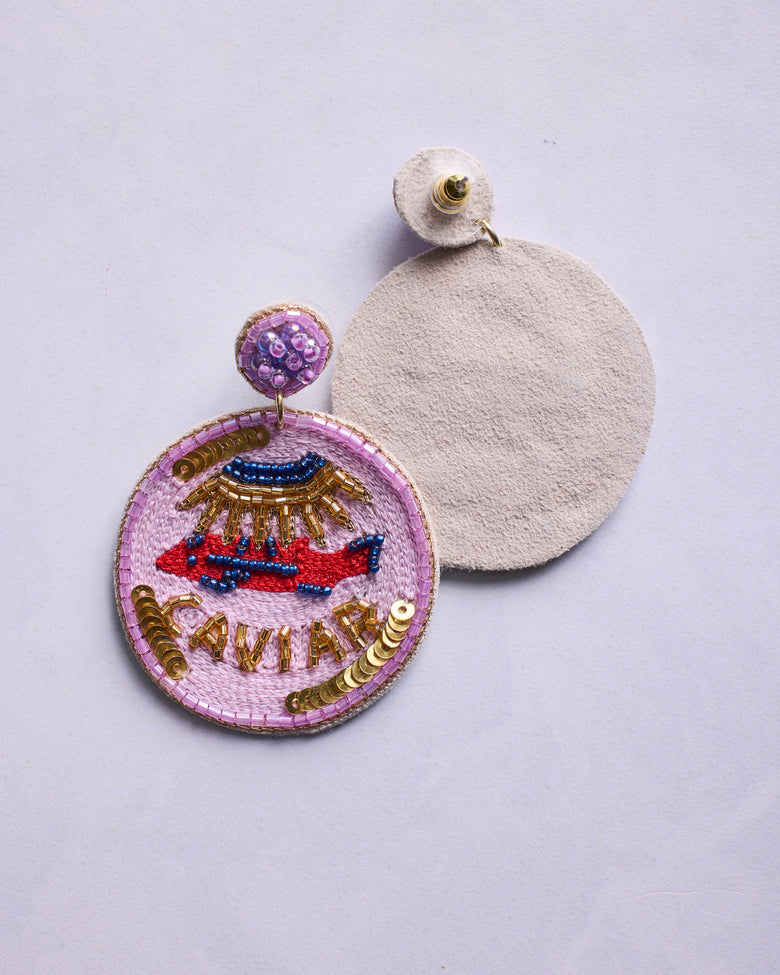 Champagne & Caviar - Earrings - Lavender - Printfresh