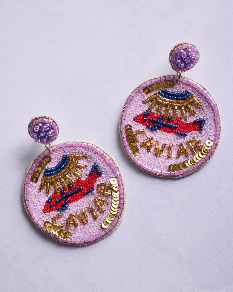 Champagne & Caviar - Earrings - Lavender - Printfresh