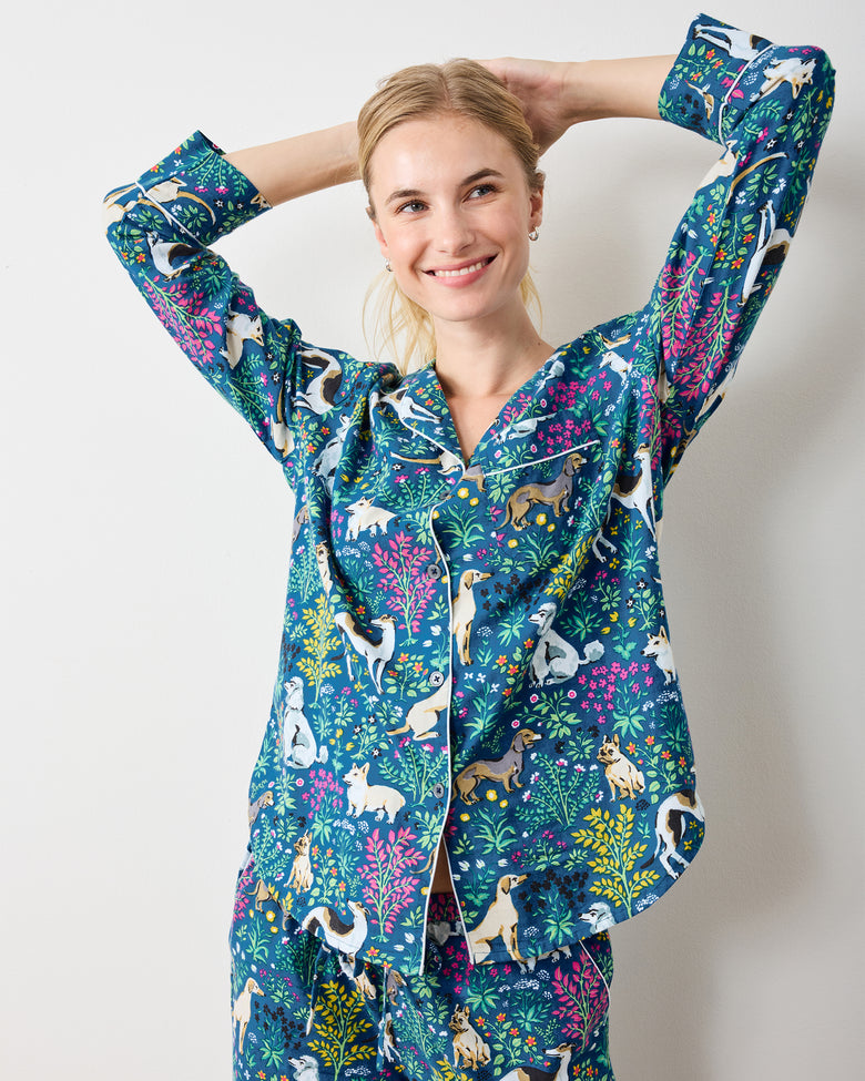 Must Love Dogs - Lightweight Flannel Long PJ Set - Indigo - Printfresh