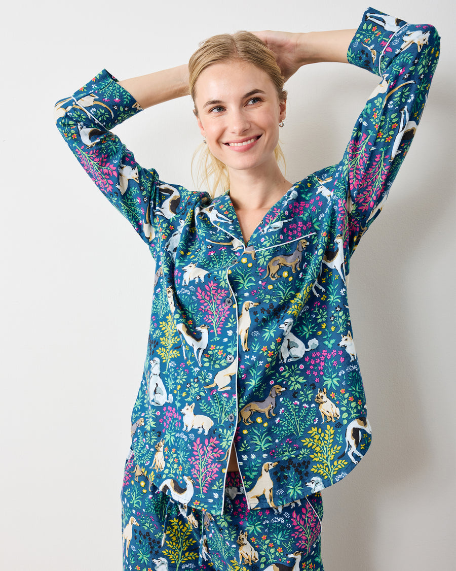 Must Love Dogs - Lightweight Flannel Long PJ Set - Indigo - Printfresh