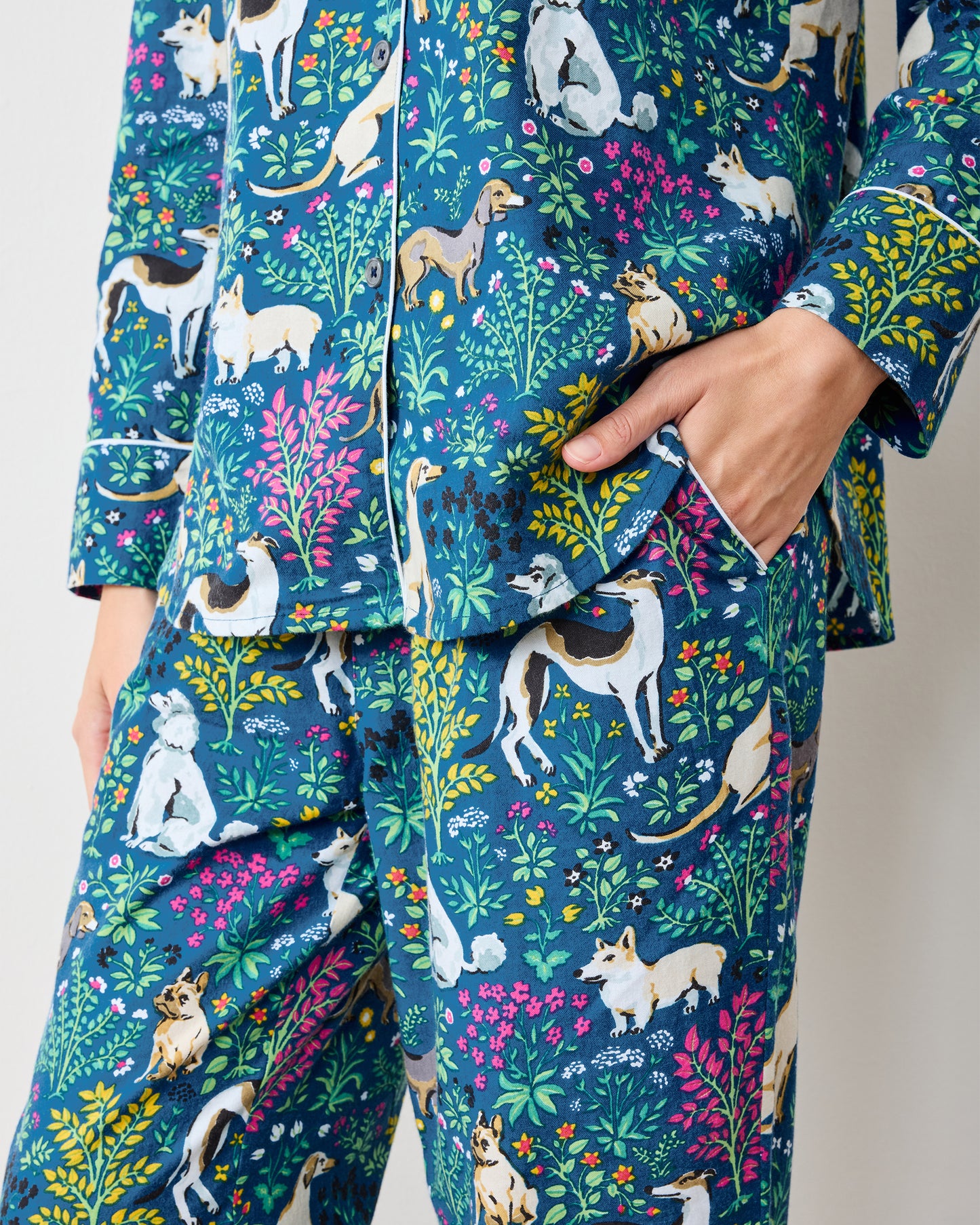 Must Love Dogs - Tall Lightweight Flannel Long PJ Set - Indigo