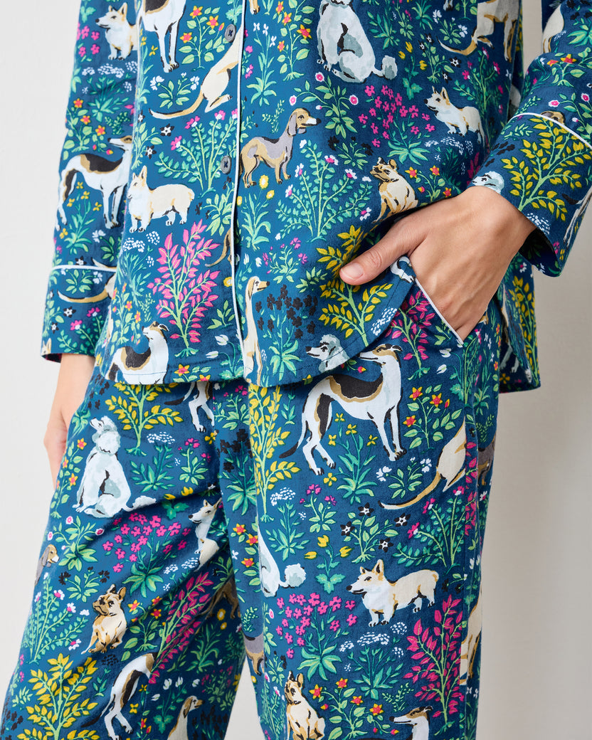 Must Love Dogs - Tall Lightweight Flannel Long PJ Set - Indigo